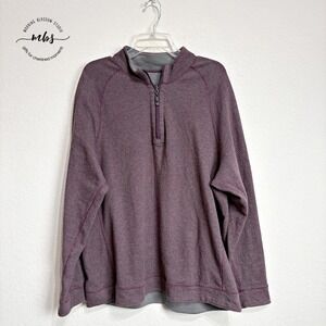 Tommy Bahama Flip Side Reversible Cotton Knit Quarter Zip Pullover Purple Men‎ L